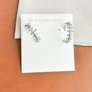 Kendra Scott Jada Silver White Crystal Small Hoop Earrings Trendy Jewelry
